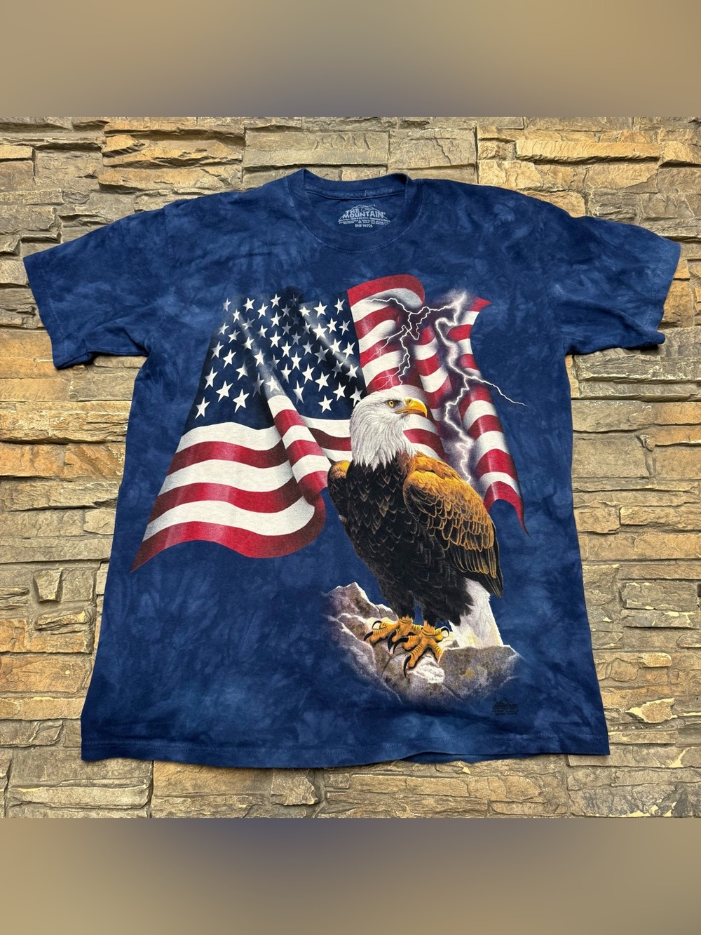 The Mountain Eagle USA T Shirt Men Large Blue Nature Outdoors America July 4th